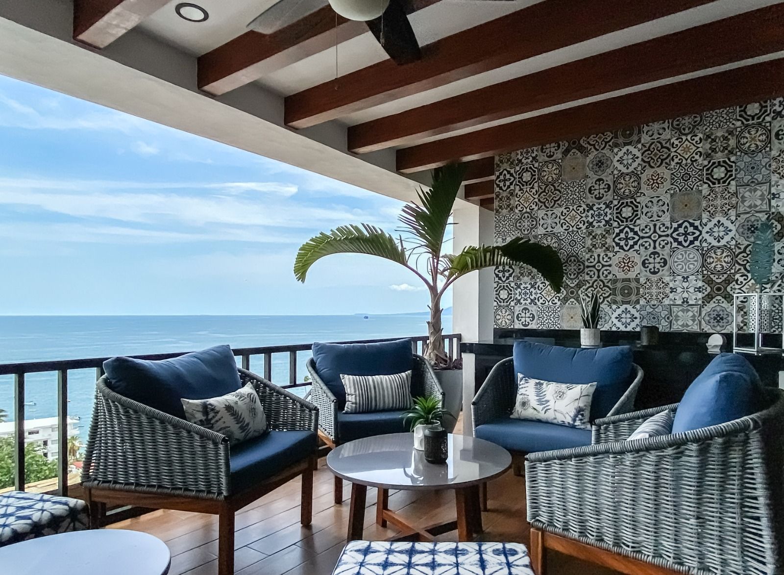 Chic penthouse terrace with ocean view